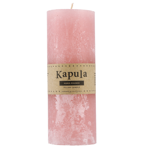 Kapula Pink Frost Hand Poured Pillar Candle 7x20cm