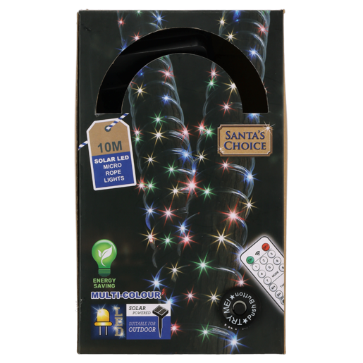 Santa's Choice Multicolour Solar LED Micro Rope Lights 10m