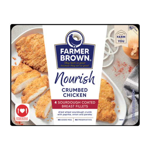 Farmer Brown Nourish Frozen Sourdough Coated Crumbed Chicken Breast Fillets 4 Pack