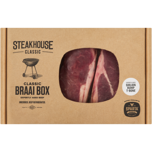 Steakhouse Classic Sirloin, Rump & T-Bone Braai Box Per KG
