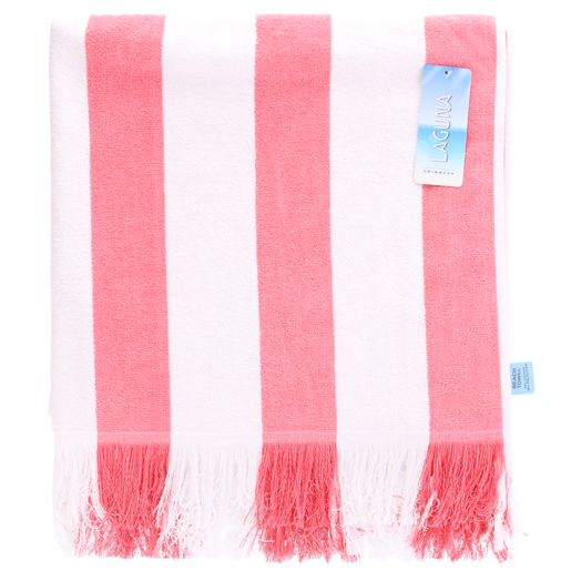 Laguna Red & White Stripe Dobby Beach Towel 96 x 183cm