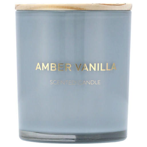 Wood Lid Amber Vanilla Candle 8x9cm