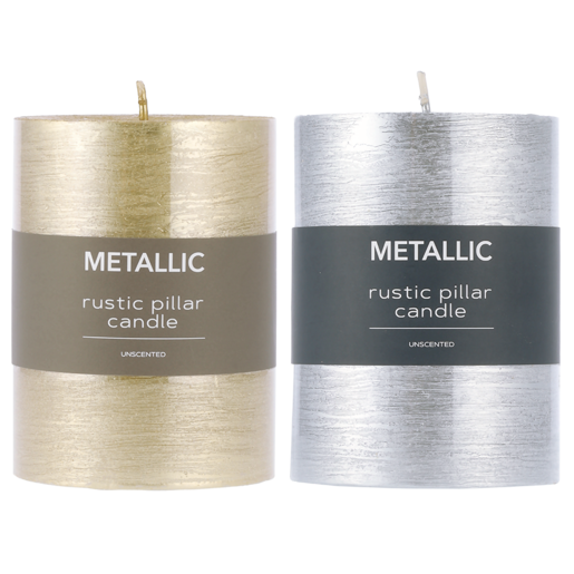 Gold or Silver Metallic Candle 7x10cm (Assorted Item - Supplied At Random)