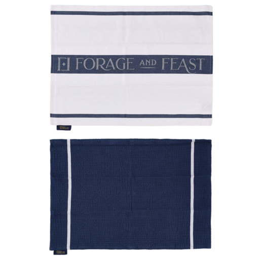Forage And Feast Navy Kitchen Cloth 50x70cm 2 Pack