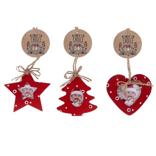 Wooden Framed Red Tree Decorations (Assorted Item - Supplied At Random)