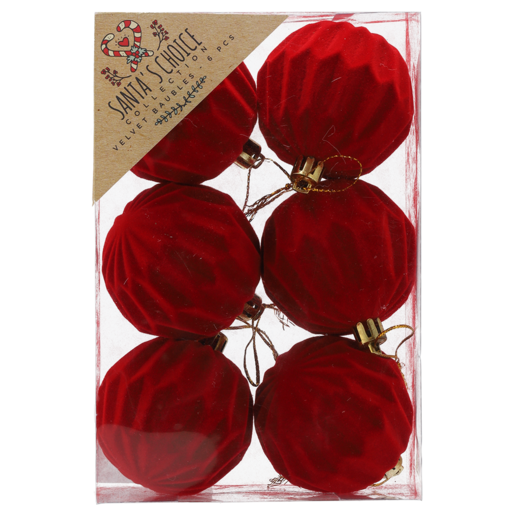 Velvet Baubles Tree Decoration 6 Pack (Type May Vary)