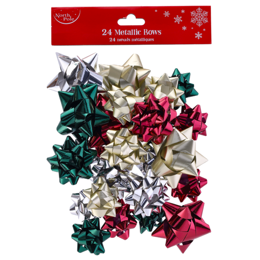 North Pole Metallic Bows 24 Piece (Colour May Vary)