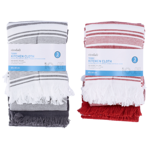 Essentials Spain Kitchen Cloth 3 Pack 40 x 65cm (Colour May Vary)