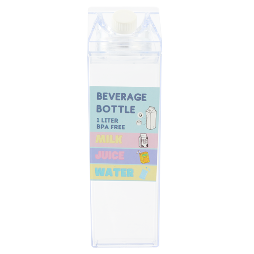 Milk Carton Styled Clear Plastic Fridge Bottle 1L