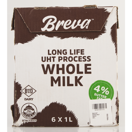 Breva Long Life Whole Milk 6 x 1L