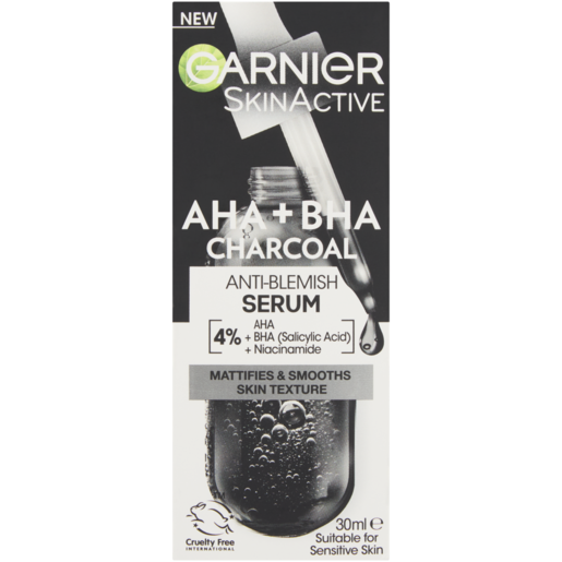 Garnier SkinActive AHA + BHA Charcoal Anti-Blemish Serum 30ml
