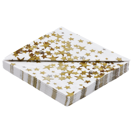 Braun + Company Star Gold Christmas Napkins 33x33cm 20 Pack