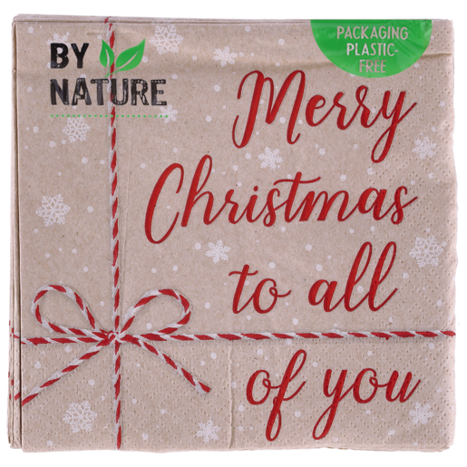 By Nature Merry Christmas To All Red Script Napkins 33x33cm 20 Pack