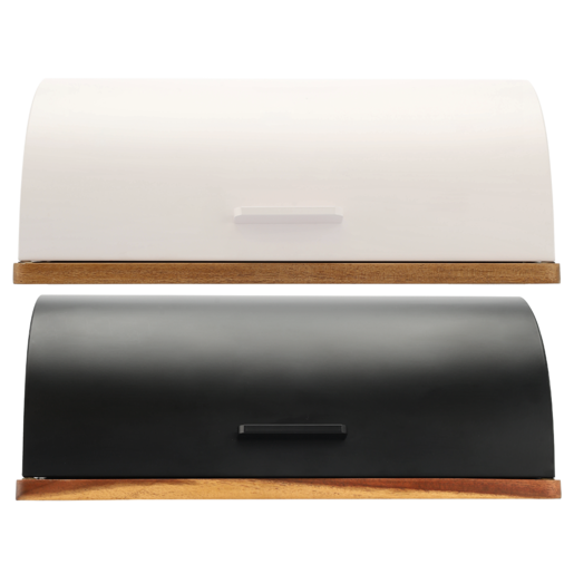 Black or White Iron & Wood Bread Bin (Colour May Vary)