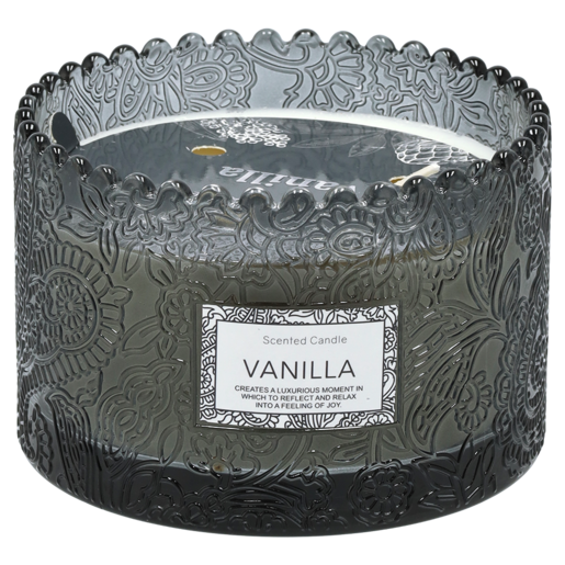 Ditsy Charcoal Vanilla Scented Candle 12x8cm
