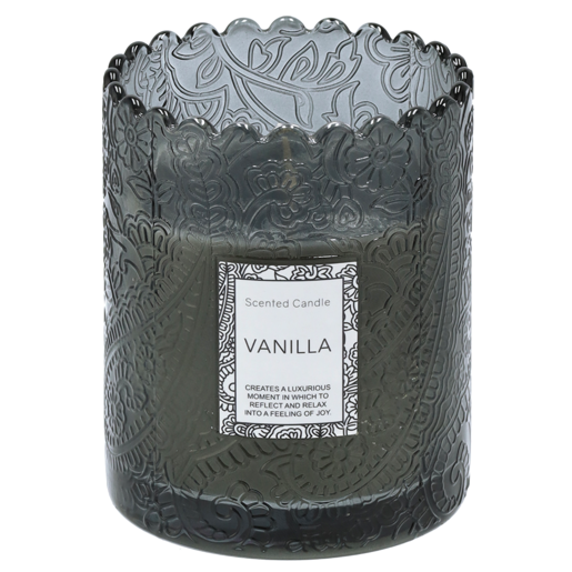 Ditsy Charcoal Vanilla Scented Candle 8x10cm