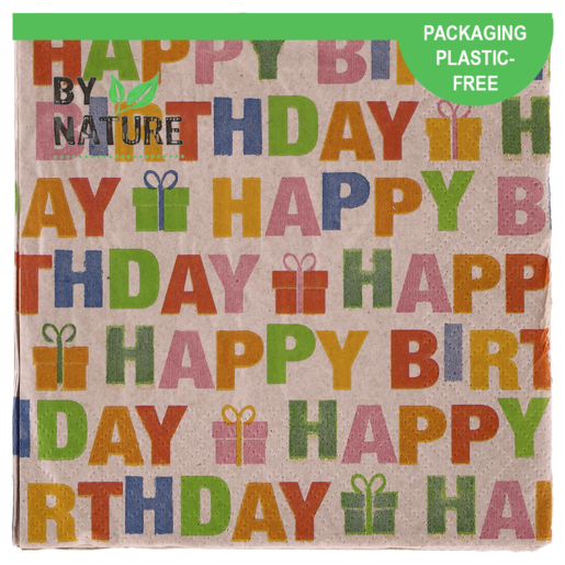 By Nature Colour Birthday 3 Ply Napkins 20 Pack