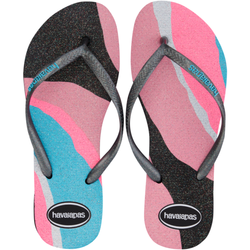 Havaianas Ladies Black Size 6-7 Slim Palette Glow Sandals 1Pair ...