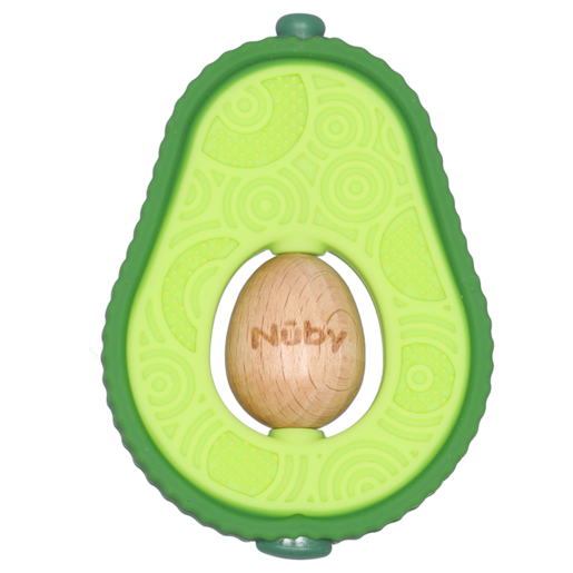 Nûby Green Avo Wood & Silicone Teether 3 Months+