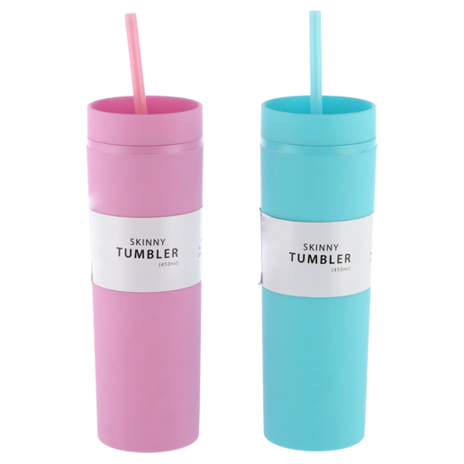Skinny with Straw Tumbler 450ml (Assorted Item - Supplied At Random)
