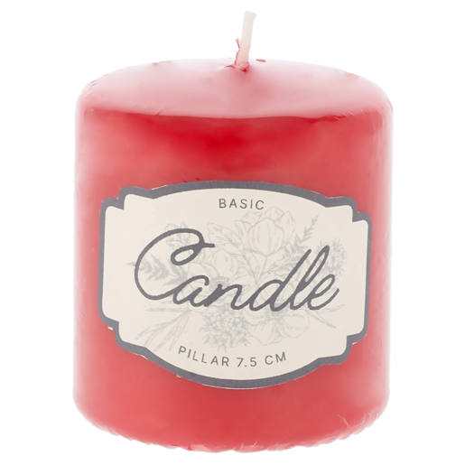 Unscented Red Pillar Candle 7.5cm