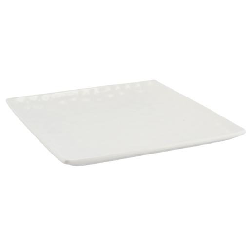 Hammered White Square Platter 35cm