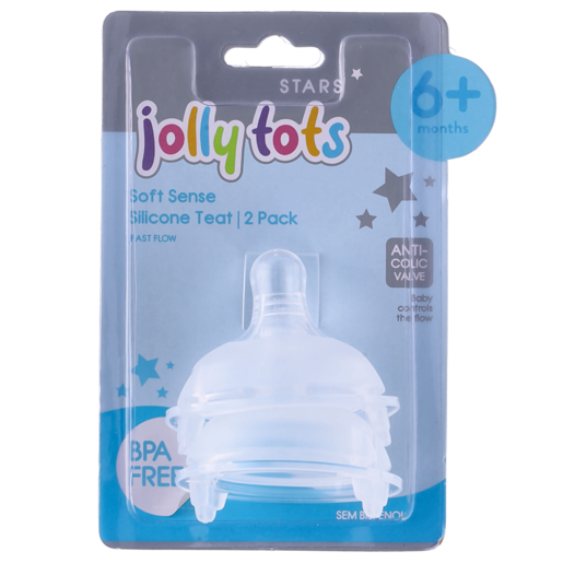 Jolly Tots Soft Sense Silicone Teat 2 Pack 6 Months+