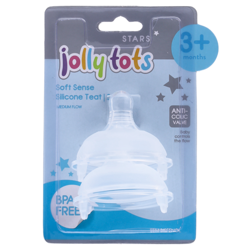 Jolly Tots Soft Sense Silicone Teat 2 Pack 3 Months+