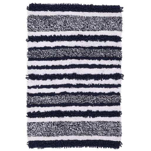 Essentials Navy Blue Stripe Bathmat