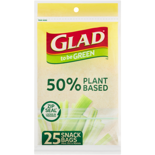 Glad to be Green 50% Plant Based Snack Bags 25 Pack