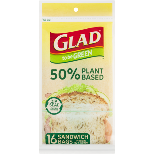 Glad to be Green Medium 50% Plant Based Sandwich Bags 16 Pack