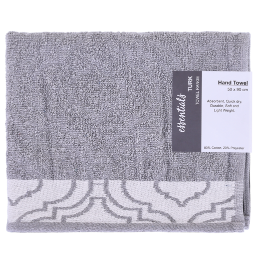 Essentials Grey Turkey Hand Towel 90 x 50cm