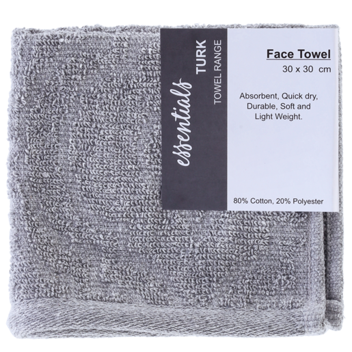 Essentials Grey Turkey Face Cloth 30 x 30cm