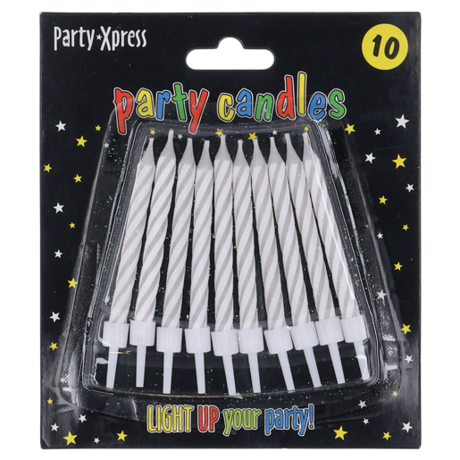Party Xpress White Glitter Candles 10 Pack