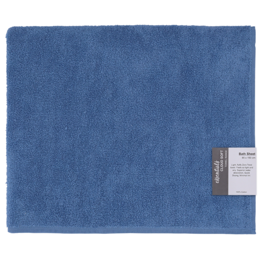Essentials Blue Cloud Bath Sheet 85 x 150cm