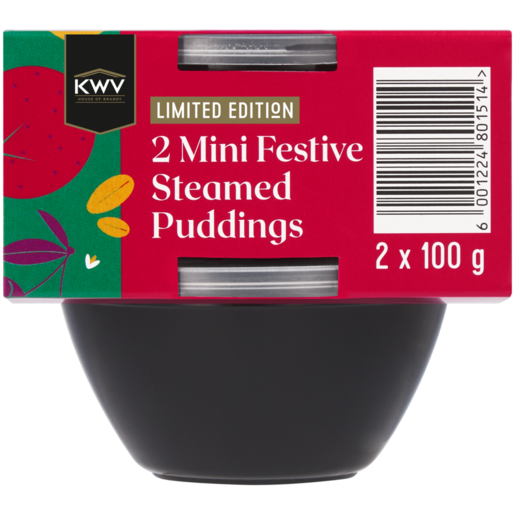 Limited Edition KWV Mini Festive Steamed Puddings 2 x 100g