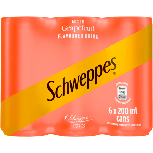 Schweppes Grapefruit Flavoured Mixer Drinks 6 x 200ml