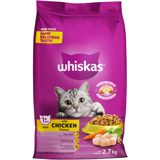 Whiskas Chicken Flavoured Adult Dry Cat Food 2.7kg 