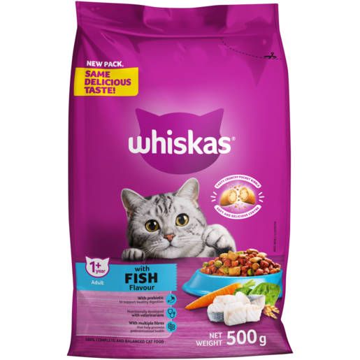 Whiskas Fish Flavour Adult Dry Cat Food 500g