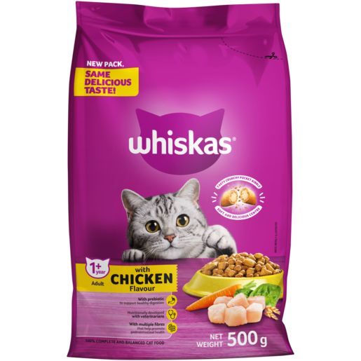 Whiskas Chicken Flavour Adult Dry Cat Food 500g