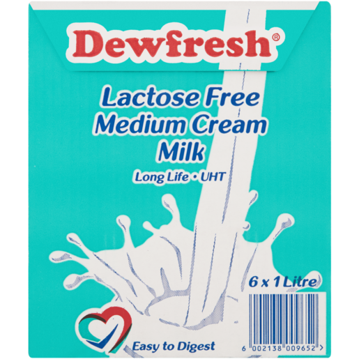Dewfresh Lactose Free Medium Cream Milk 6 x 1L