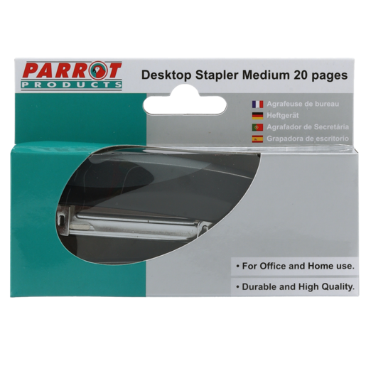 Parrot Products Black Desktop Plastic 20 Page Stapler