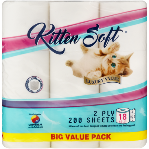 Kitten Soft 2 Ply Luxury Value Toilet Rolls 18 Pack