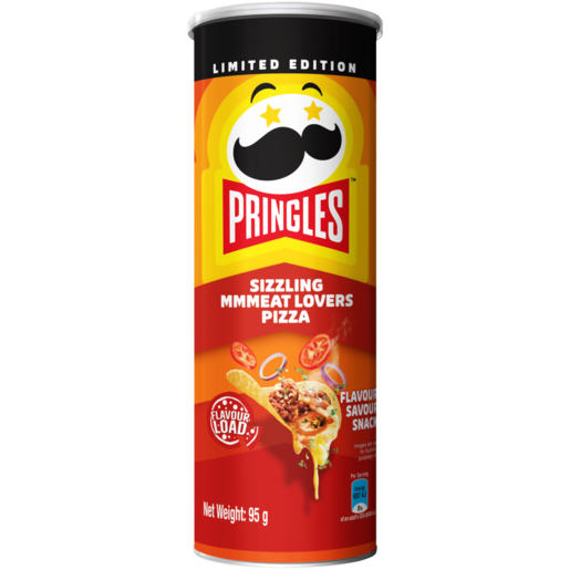 Pringles Sizzling Meat Lovers Pizza Savoury Snack 95g 