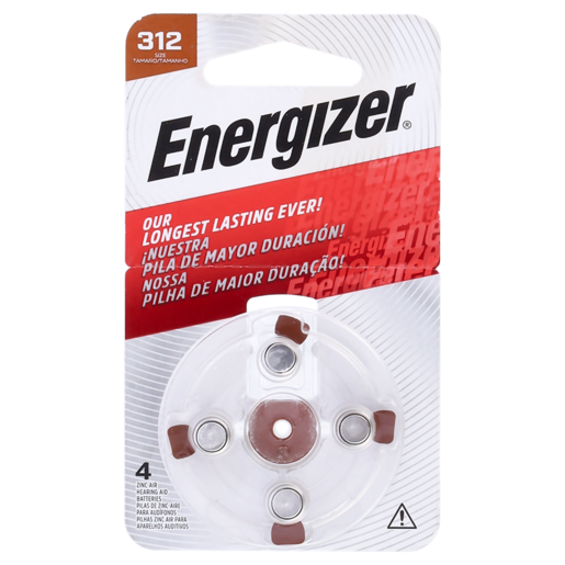 Energizer Hearing Aid Batteries Size 312 4 Pack