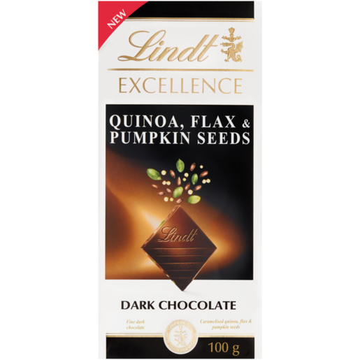 Lindt Excellence Quinoa, Flax & Pumpkin Seeds Dark Chocolate Slab 100g
