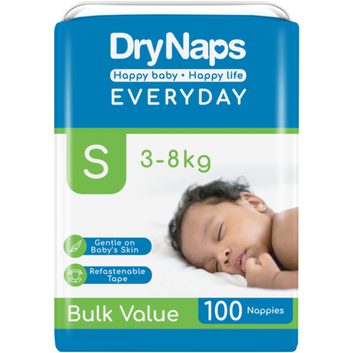 DryNaps Small Everyday Nappies 100 Pack