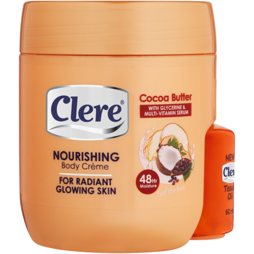 Clere Cocoa Butter Nourishing Body Crème & Tissue Oil 2 Pack