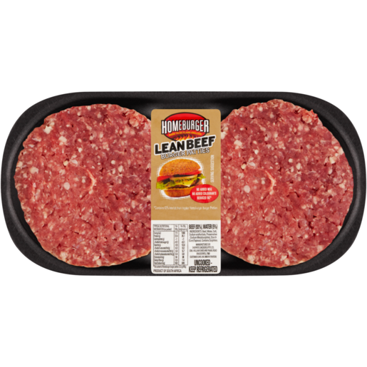 Homeburger Lean Beef Burger Patties Per KG