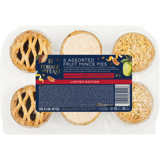 Forage And Feast Limited Edition Assorted Fruit Mince Pies 6 Pack